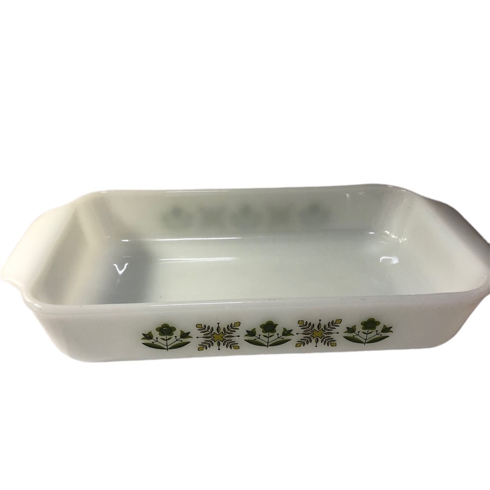 Anchor Hocking, Fire King, Meadow Green, Rectangle Casserole, #432, Vintage 1970